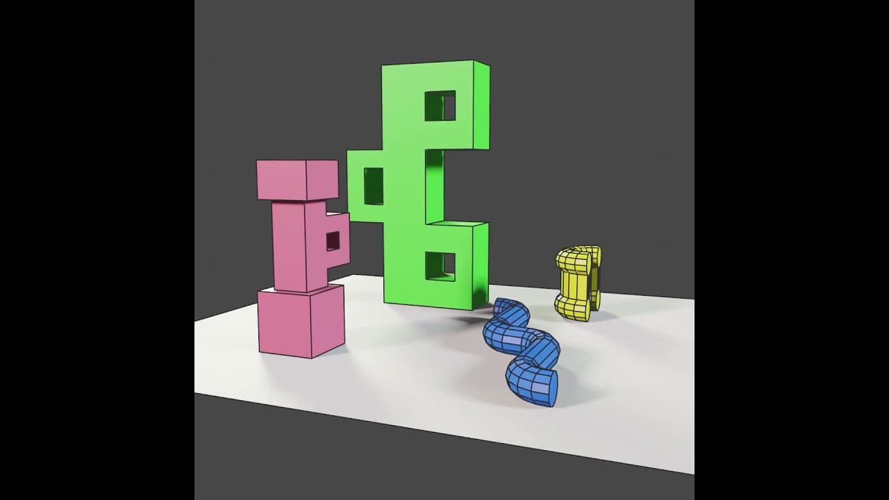 Blender 3D Progress #6 - Four Objects With Wireframes