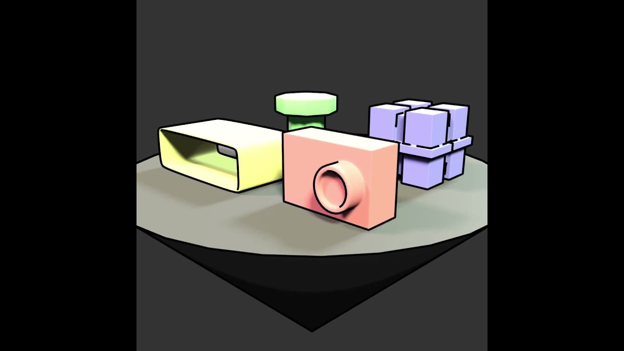 Blender 3D Progress #11 - Four Objects On An Inverted Cone