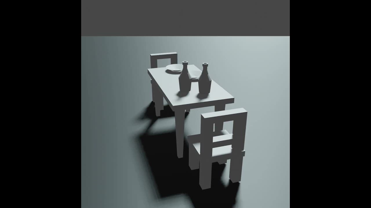 Blender 3D Progress #13 - Table, Chairs, Plates & Bottles