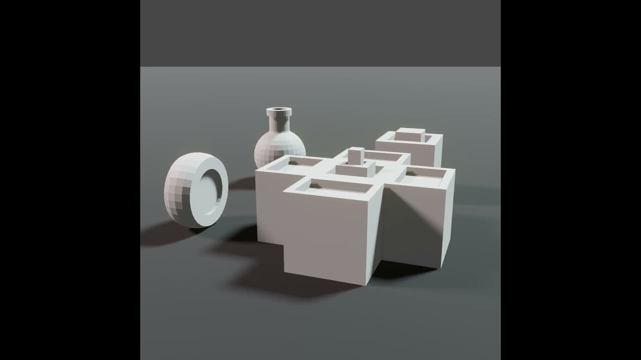 Blender 3D Progress #14 - Four Objects On A Plane