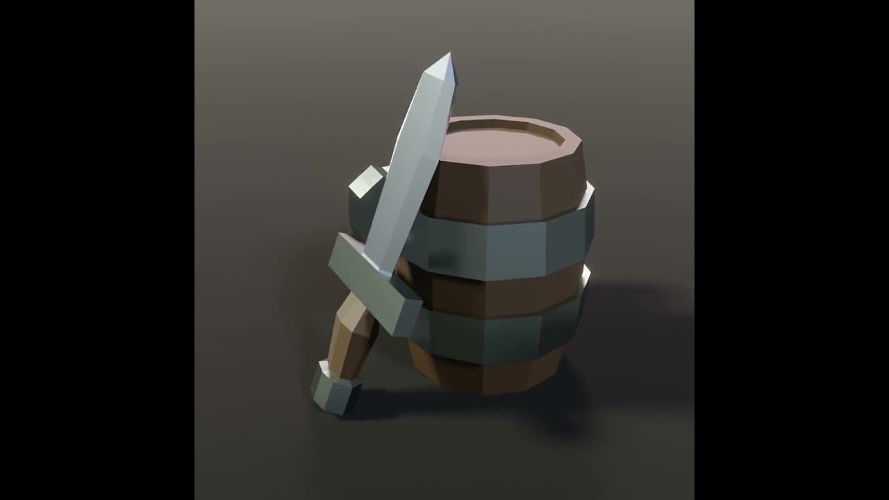 Blender 3D Progress #16 - Barrel, Sword & Shield